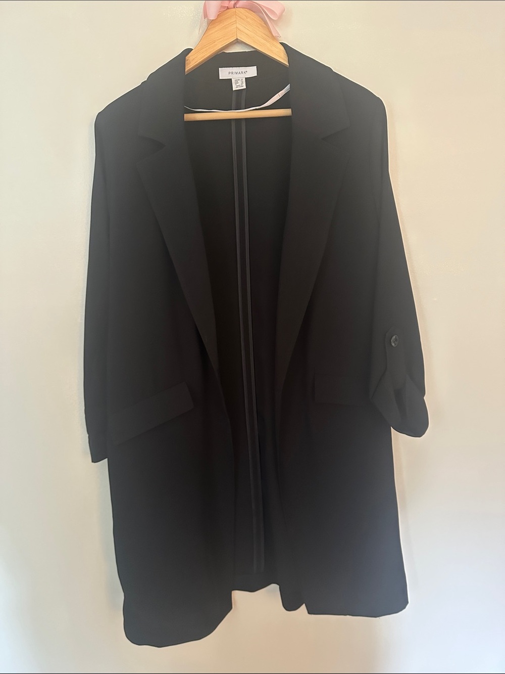 Primark Black Oversized Trench Coat with Notched Lapel